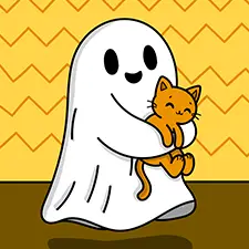 Ghost Carrying A Cat Coloring Page