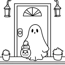 Ghost With A Jack-O-Lantern Coloring Page