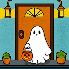 Ghost With A Jack-O-Lantern Coloring Page