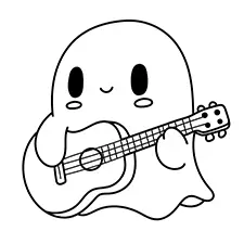 Ghost Playing Guitar Coloring Page