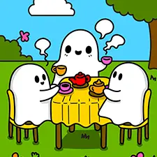 Ghosts Having A Tea Party Coloring Page