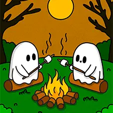 Ghosts Roasting Marshmallows Coloring Page