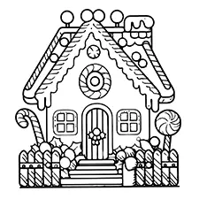 Gingerbread House Coloring Page Black & White