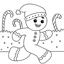 Gingerbread Man Running Coloring Page