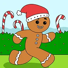 Gingerbread Man Running Coloring Page