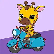 Giraffe Driving A Motorcycle Coloring Page