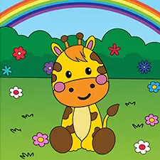 Giraffe & Rainbow Colouring Page Color