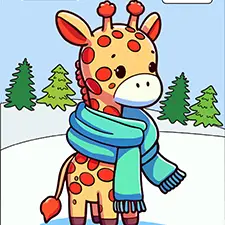 Giraffe With A Scarf Coloring Page