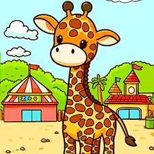 Giraffe At The Zoo Coloring Page