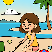 Girl At The Beach Printable