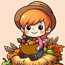 Girl Holding A Cornucopia Coloring Page