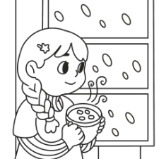 Girl Drinking Hot Cocoa Coloring Page