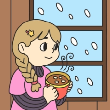 Girl Drinking Hot Cocoa Coloring Page