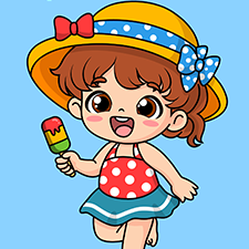 Girl Eating Ice Cream Printable