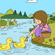 Girl Feeding Ducks Picture