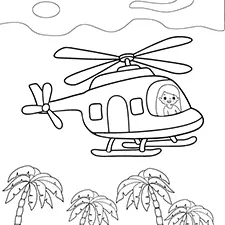 Girl Flying Helicopter Coloring Page Black & White