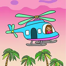 Girl Flying Helicopter Coloring Page