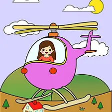 Girl Helicopter Pilot Coloring Page