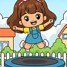 Girl Jumping On A Trampoline Printable