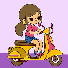 Girl On A Motorcyle Coloring Page