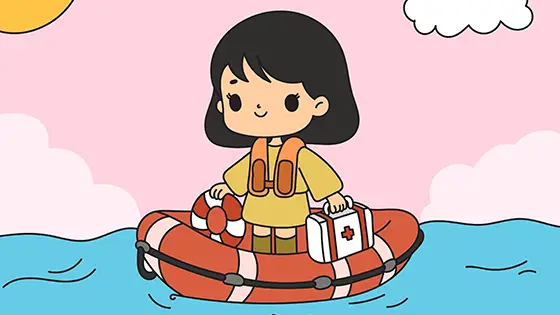 Girl Rescuer On A Lifeboat Coloring Page