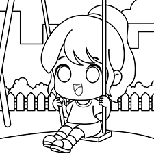 Girl On A Swing Coloring Page Black & White