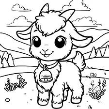 Goat With A Bell Coloring Page