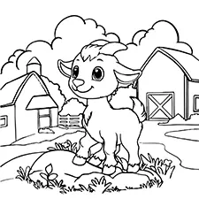 Goat On A Farm Coloring Sheet