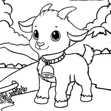 Goat In A Field Coloring Page