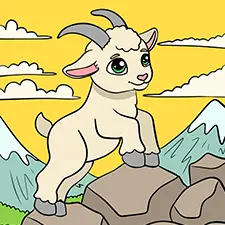 Goat On A Mountain Coloring Page Color