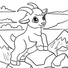 Goat On A Mountain Coloring Page