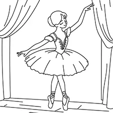 Graceful Ballerina On Stage Coloring Page