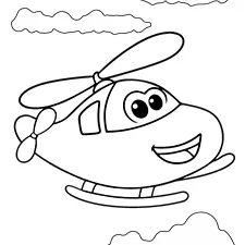 Green Helicopter Coloring Page Black & White