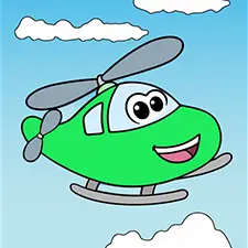 Green Helicopter Coloring Page