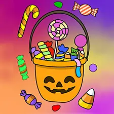 Halloween Candy Treats Colouring Page