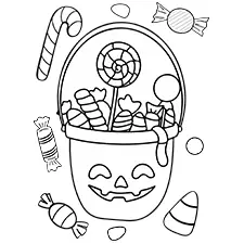 Halloween Candy Treats Colouring Page Black & White