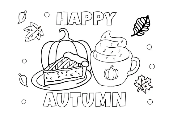 Happy Autumn Forest Coloring Page Black & White