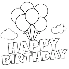 Happy Birthday Balloons Printable Black & White