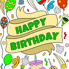 Happy Birthday Banner Coloring Sheet