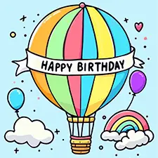 Happy Birthday Hot Air Balloon Printable