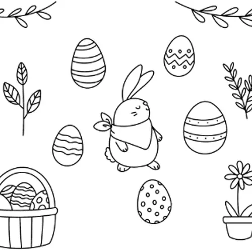 Happy Easter Wallpaper Coloring Page