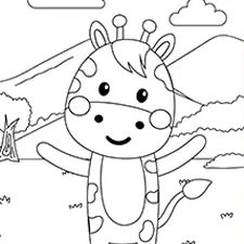 Happy Giraffe Colouring Page