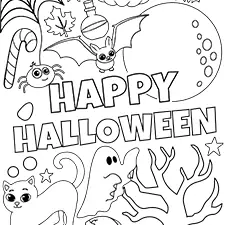 Happy Halloween Coloring Pages Black & White