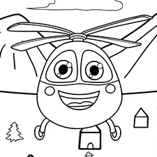 Happy Helicopter Coloring Page Black & White