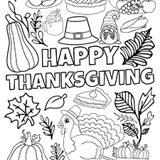 Happy Thanksgiving Coloring Pages Black & White