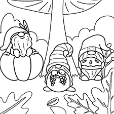 Happy Thanksgiving Gnomes Printable Black & White