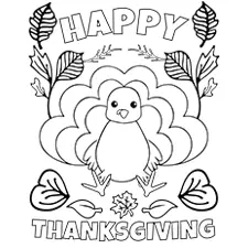 Happy Thanksgiving Turkey Printable Black & White