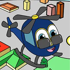 Helicopter With Sunglasses Coloring Page