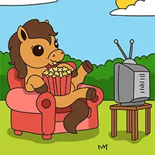 Horse On A Couch Watching TV Coloring Page