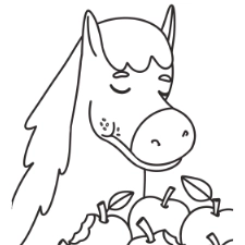 Horse Eating Apples Coloring Page